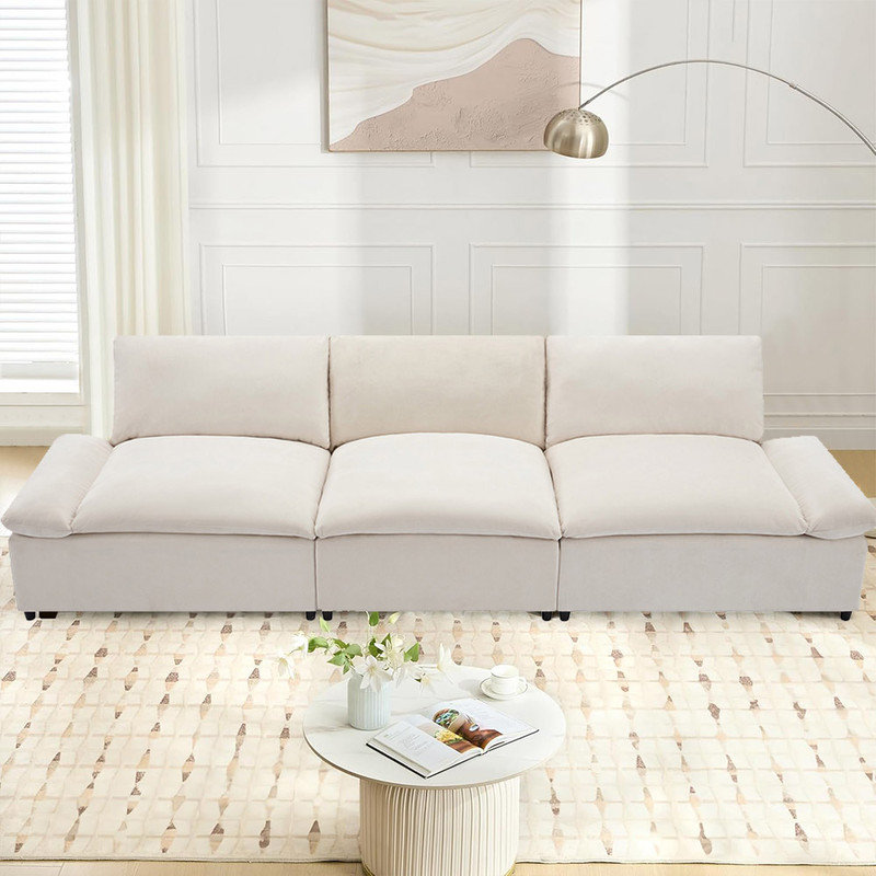 Gannon 120 Oversized Sofas 3 Seater Couch with Storage Large Deep Seat Sofa Couch Couches for Living Room Office Apartment Latitude Run
